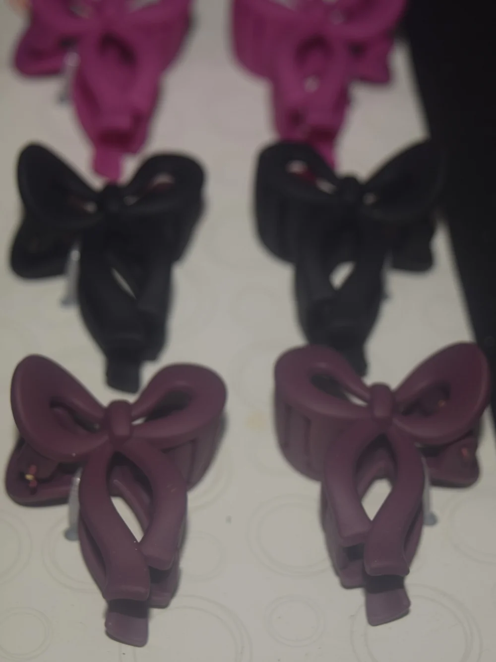 wonder nation Bow Hair Clips in Pink, Black, Plum - 6 Pack